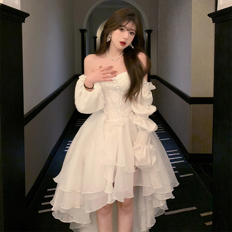 White Tea Break Dress, Tulle Prom Dress Fairy Dress For Women, Victorian Dress, Graduation Dress