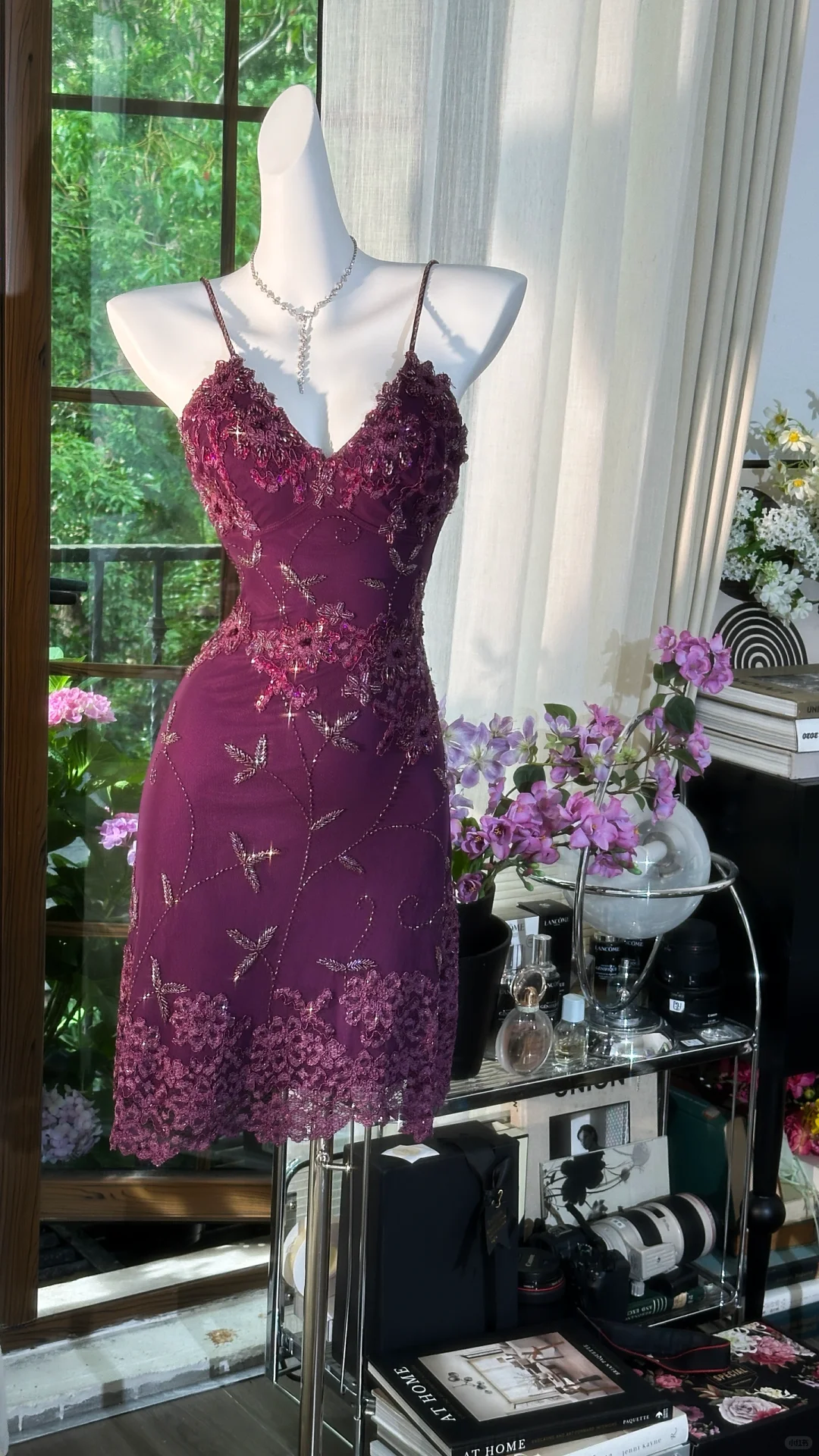 Vintage Spaghetti Straps Purple Lace Appliques Beaded Sheath 8th Grade Homecoming Dress Short Birthday Outfits