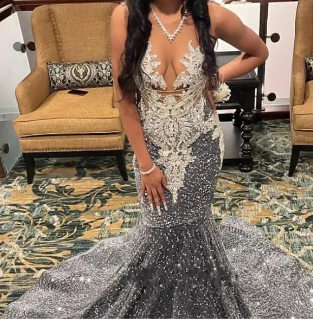 Sparkly Mermaid Long Prom Dress,Glam Dress,Pageant Dress