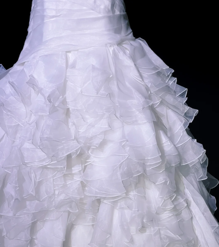 Charming White Strapless Tulle Pleated Mermaid Wedding Dress Long Bridal Dress