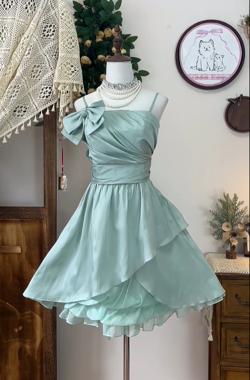 Classy Light Green Spaghetti Straps A Line Homecoming Dress Cocktail Dress
