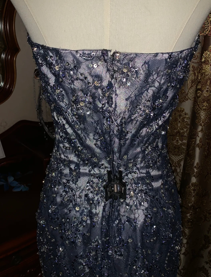 Gorgeous Sweetheart Neck Satin Beaded Mermaid Long Evening Dress Formal Birthday Party Dress