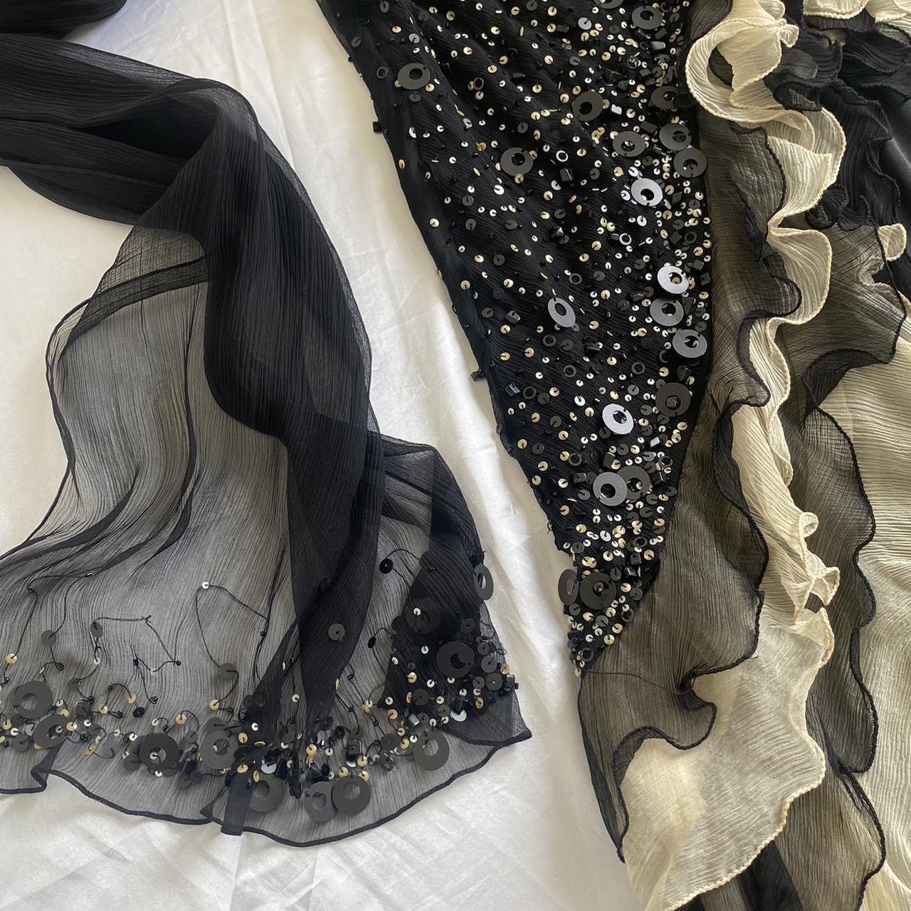 Sparkly Sequins Beaded Ruffles Mermaid Prom Dress Black Party Evening Dress