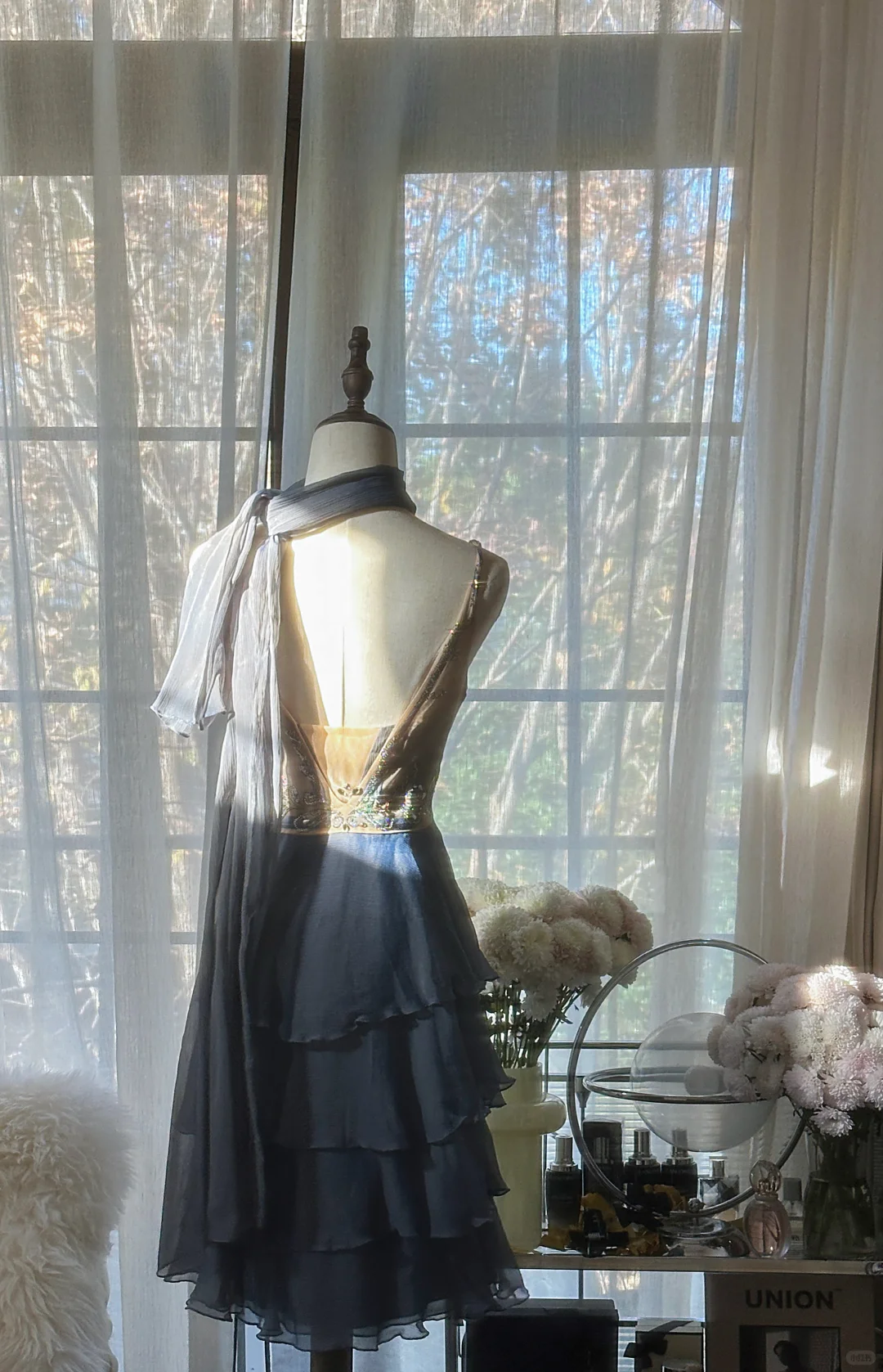 Stylish Spaghetti Straps V Neck Chiffon Sequin Cocktail Dress Blue Short Birthday Outfits Homecoming Dress