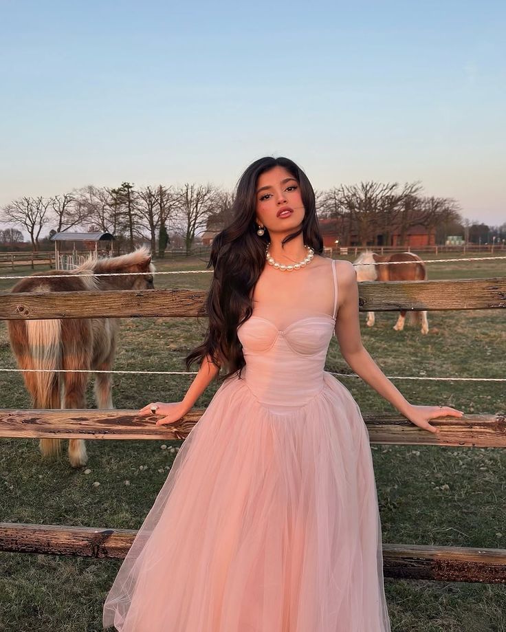 Dreamy Pink A-line Suspender Tulle Long Prom Dress Evening Dress Bridesmaid Dress