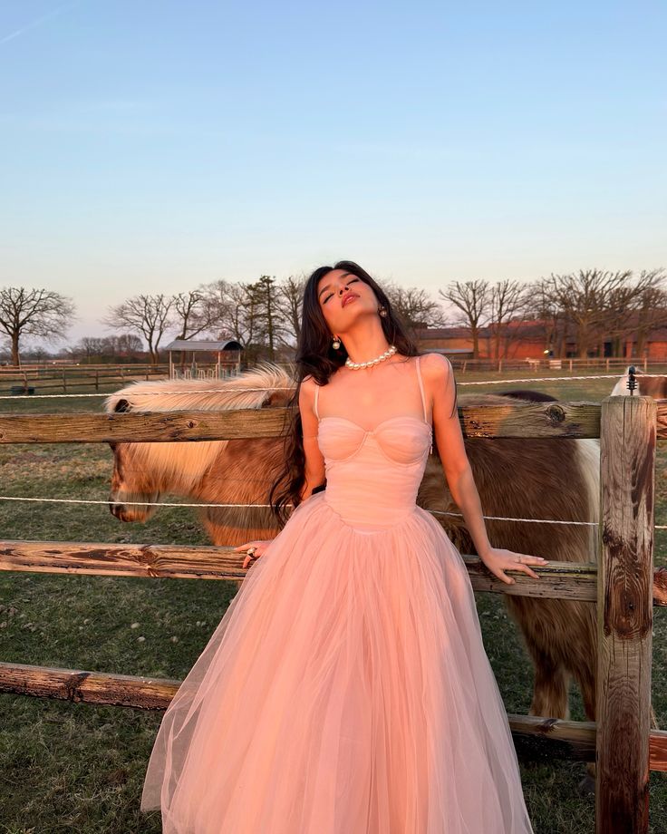 Dreamy Pink A-line Suspender Tulle Long Prom Dress Evening Dress Bridesmaid Dress