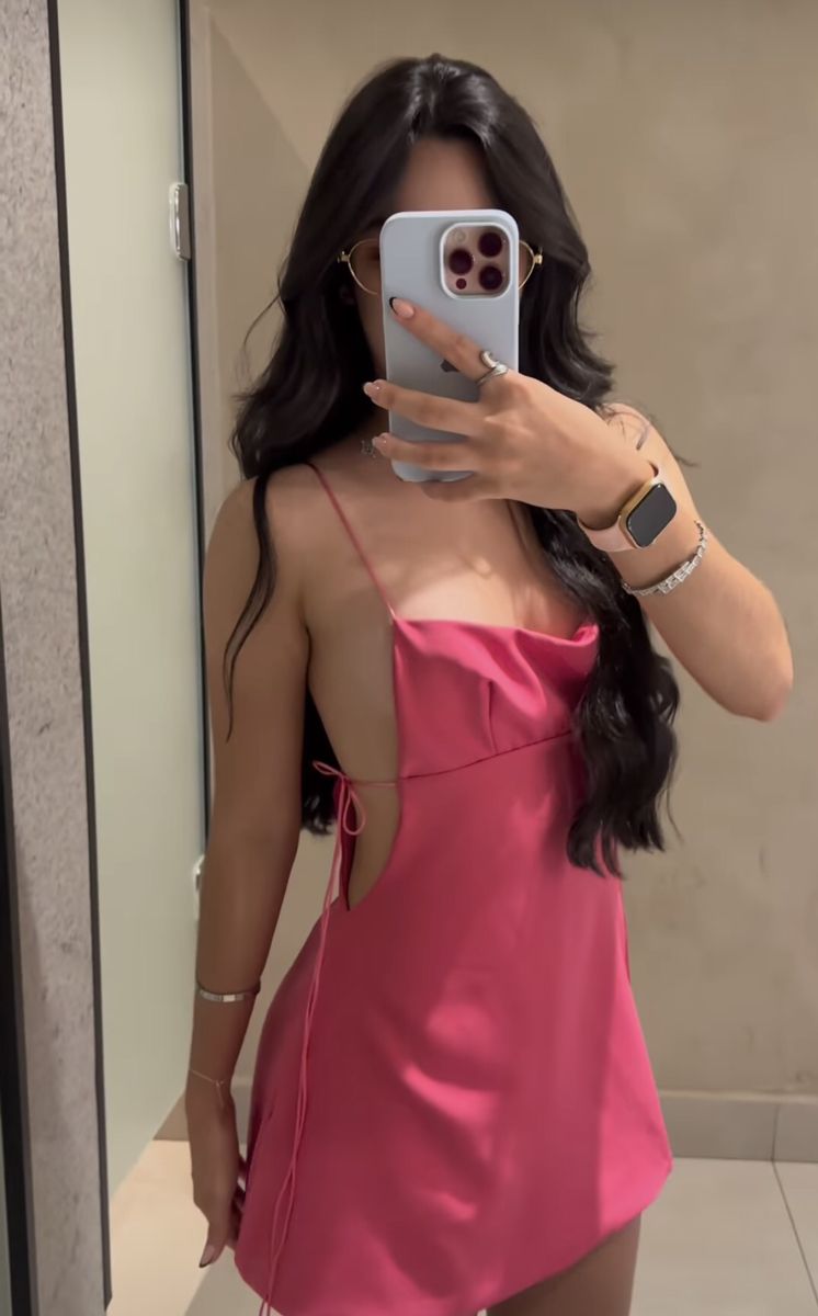Sexy Open Back Rose Pink Drawstring Satin Birthday Party Homecoming Dress