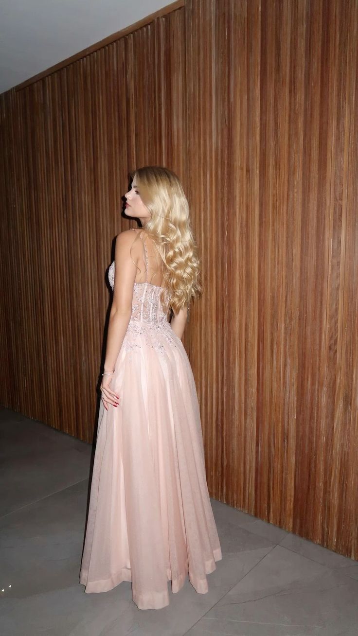 Elegant Pink A-line Suspenders Sweetheart Neckline Slit Tulle Long Prom Dress Evening Dress Bridesmaid Dress