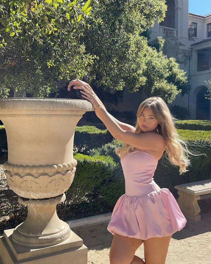 Sweet Princess Light Pink Bud Satin Birthday Party Homecoming Dress