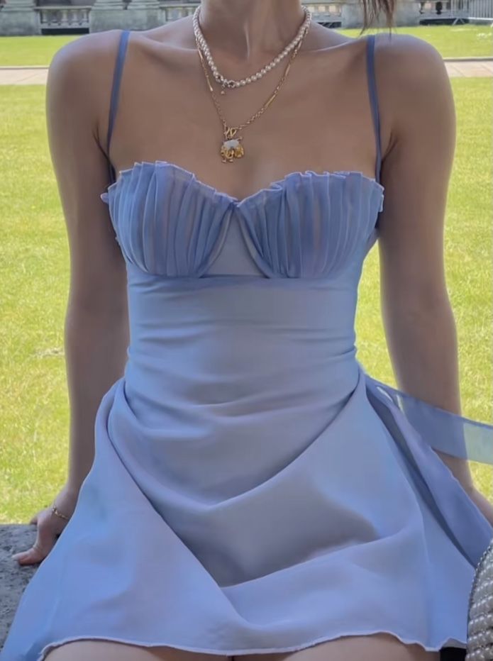 Elegant Light Blue Halter Tube Neck Satin Short Birthday Party Homecoming Dress