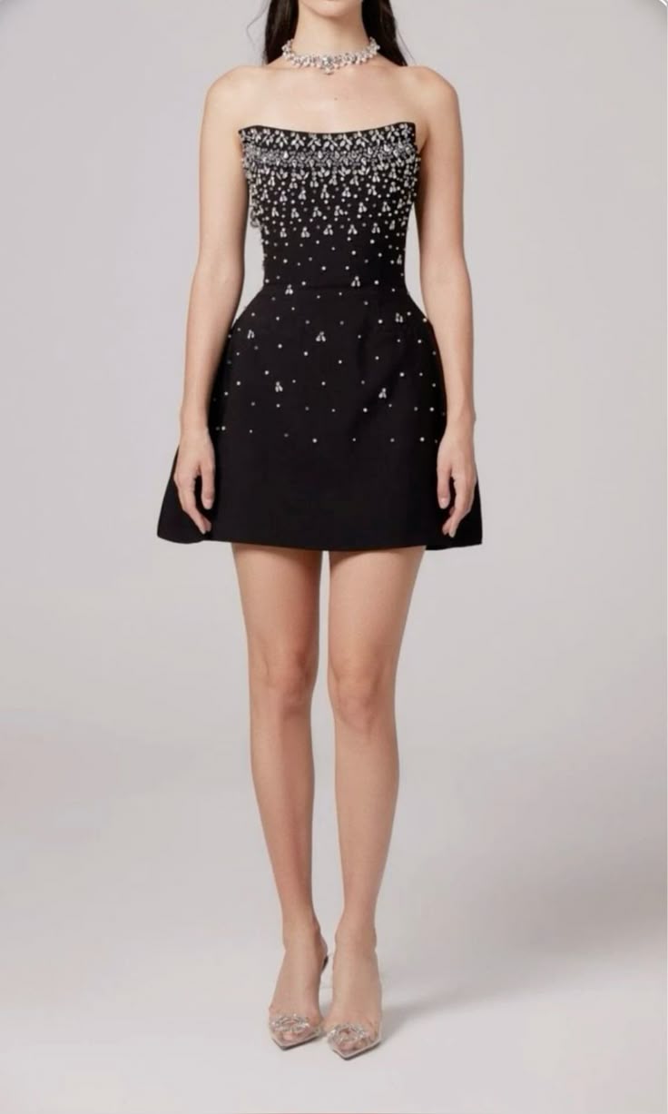 Elegant Black Tube Top Rhinestone Waist A-line Short Birthday Party Homecoming Dress
