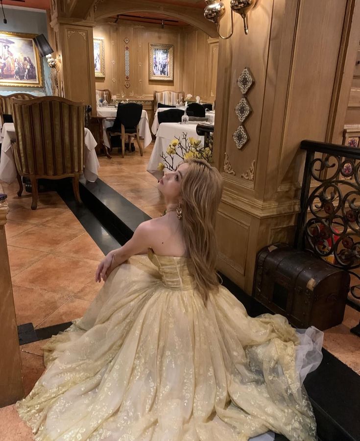 Princess Light Yellow A-line Tube Top Tulle Long Prom Dress Evening Dress 18th Birthday Dress