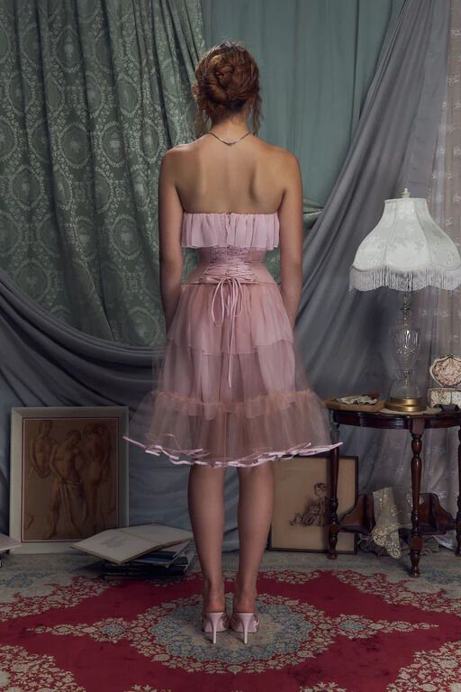 Retro Palace Light Pink Ruffled Tulle A-line 17th Birthday Homecoming Dress