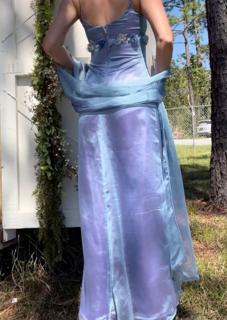 Dreamy Blue-purple Fitted Deep V Halter Satin Long Prom Dress Evening Dress