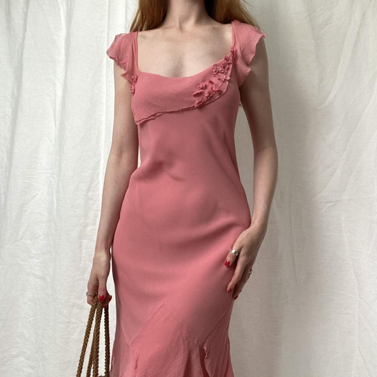 Elegant Pink Mermaid Ruffled Chiffon Long Prom Dress Evening Dress