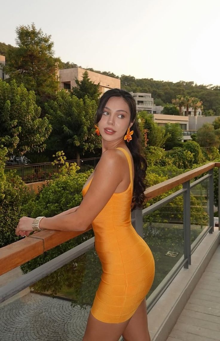 Fashion Bright Orange Large Square Collar Slim Bandage Short Birthday Party Homecoming Dress