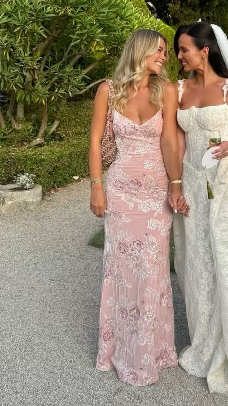 Sweet Pink Floral Mermaid Deep V Halter Sequined Long Prom Dress Evening dress