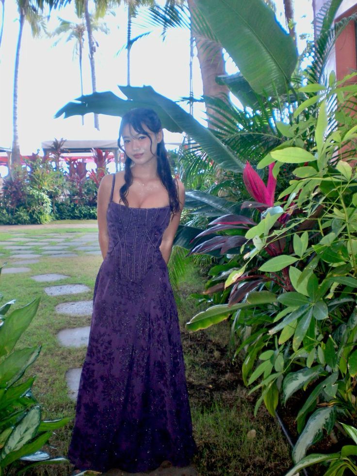 Retro Deep Purple A-line Halter Square Neck Sequined Long Prom Dress Evening Dress
