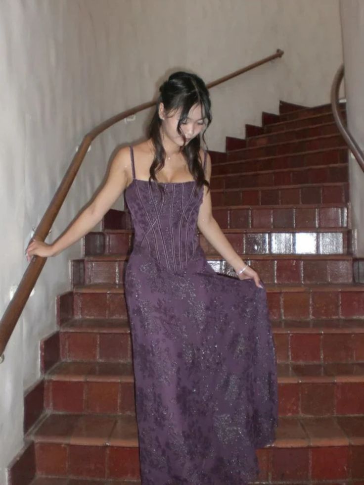 Retro Deep Purple A-line Halter Square Neck Sequined Long Prom Dress Evening Dress