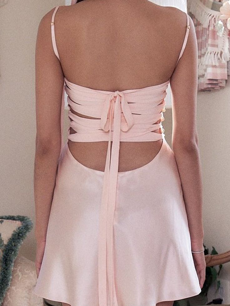 Sweet Light Pink Back Strap Satin Slim Fit 16th Birthday Homecoming Dress