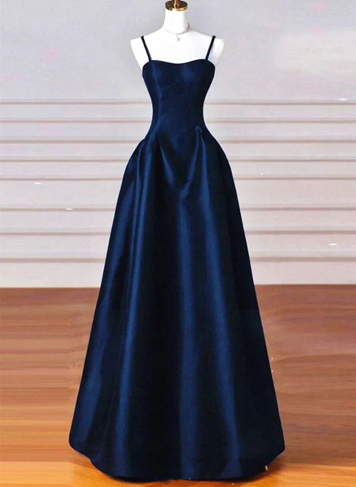 Elegant Black A-Line Satin Long Prom Dress Long Prom Dress