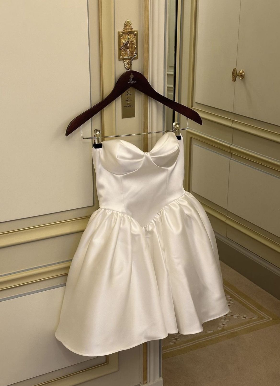 Simple French Satin Strapless A-Line Birthday Dress Homecoming Dress