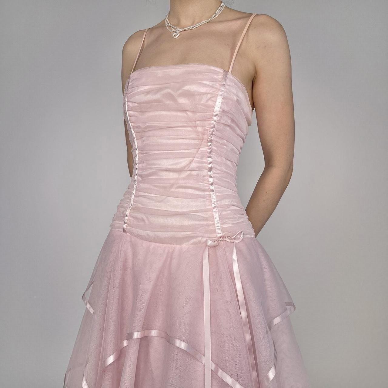 Sweet Light Pink A-line Multi-layer Cake Spaghetti Strap Organza Long Prom Dress Evening Dress Bridesmaid Dress