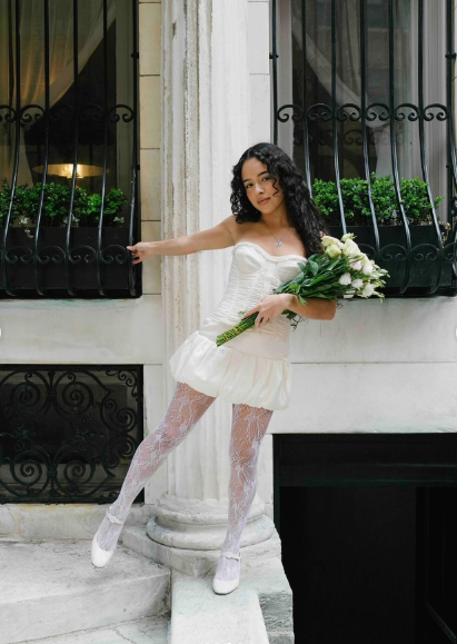 French White Tube Top Flower Bud 17th Birthday Homecoming Dress