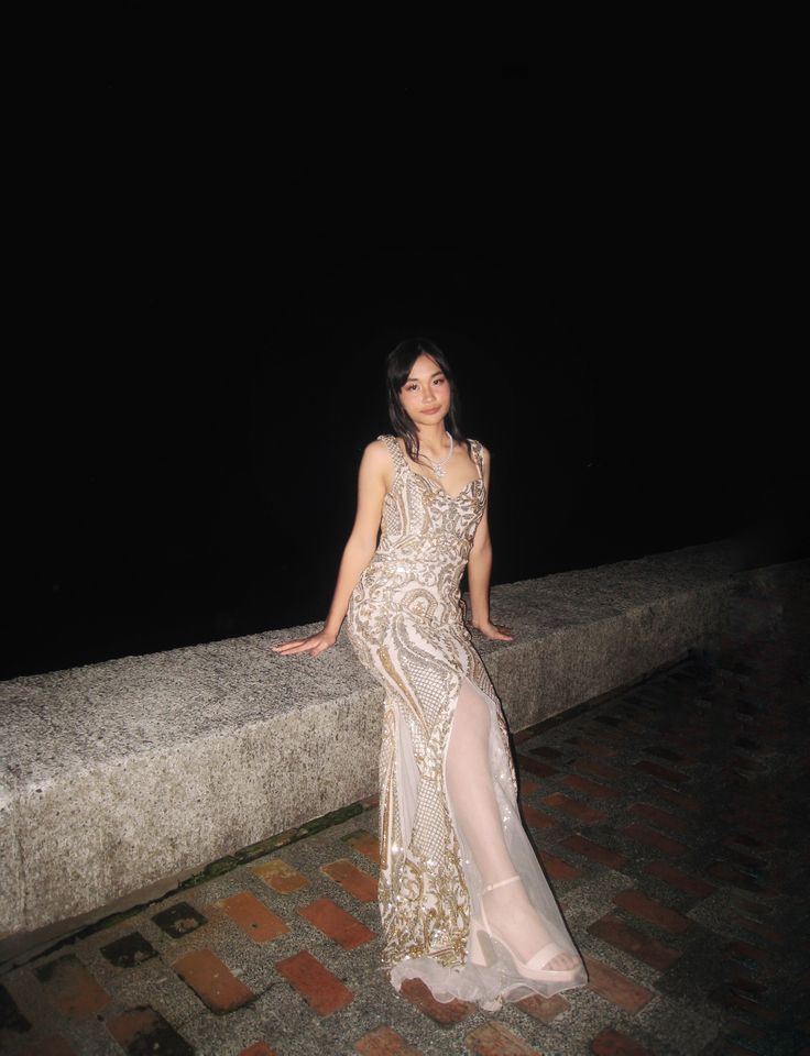 Elegant Mermaid V-neck Embroidered Sequin Long Prom Dress Evening Dress