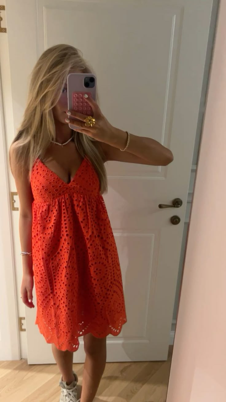 Vibrant Orange Hollow Deep V 19th Birthday Homecoming Dress