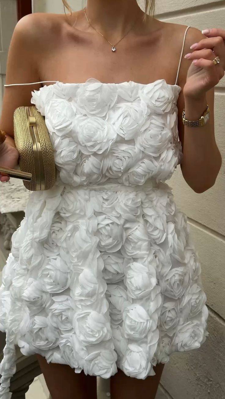 Sweet White 3D Flower Organza Birthday Party Homecoming Dress