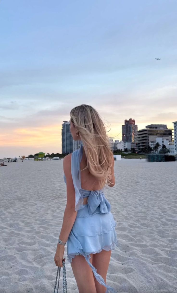 Fresh Light Blue Backless Bow Chiffon Birthday Party Homecoming Dress
