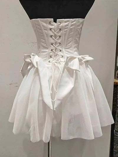 Sweet Princess Big Bow Waist Satin Patchwork A-line 16th Birthday Homecoming Dress