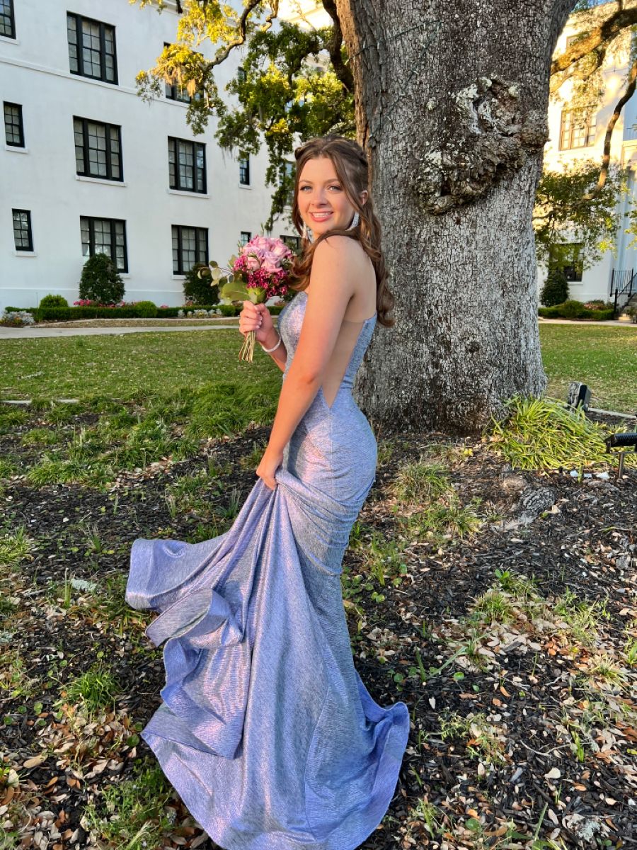 Elegant Purple Mermaid One-Shoulder Sparkling Satin Long Prom Dress Evening Dress Bridesmaid Dress
