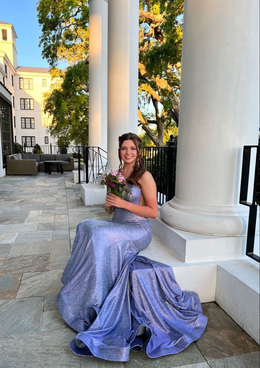 Elegant Purple Mermaid One-Shoulder Sparkling Satin Long Prom Dress Evening Dress Bridesmaid Dress