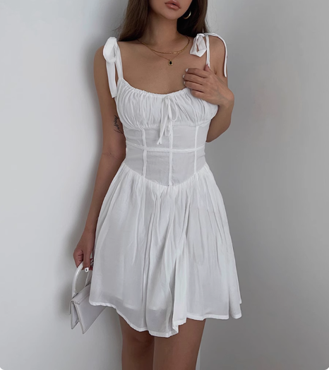 Gentle White Strap A-Line Mini 17th Birthday Homecoming Dress