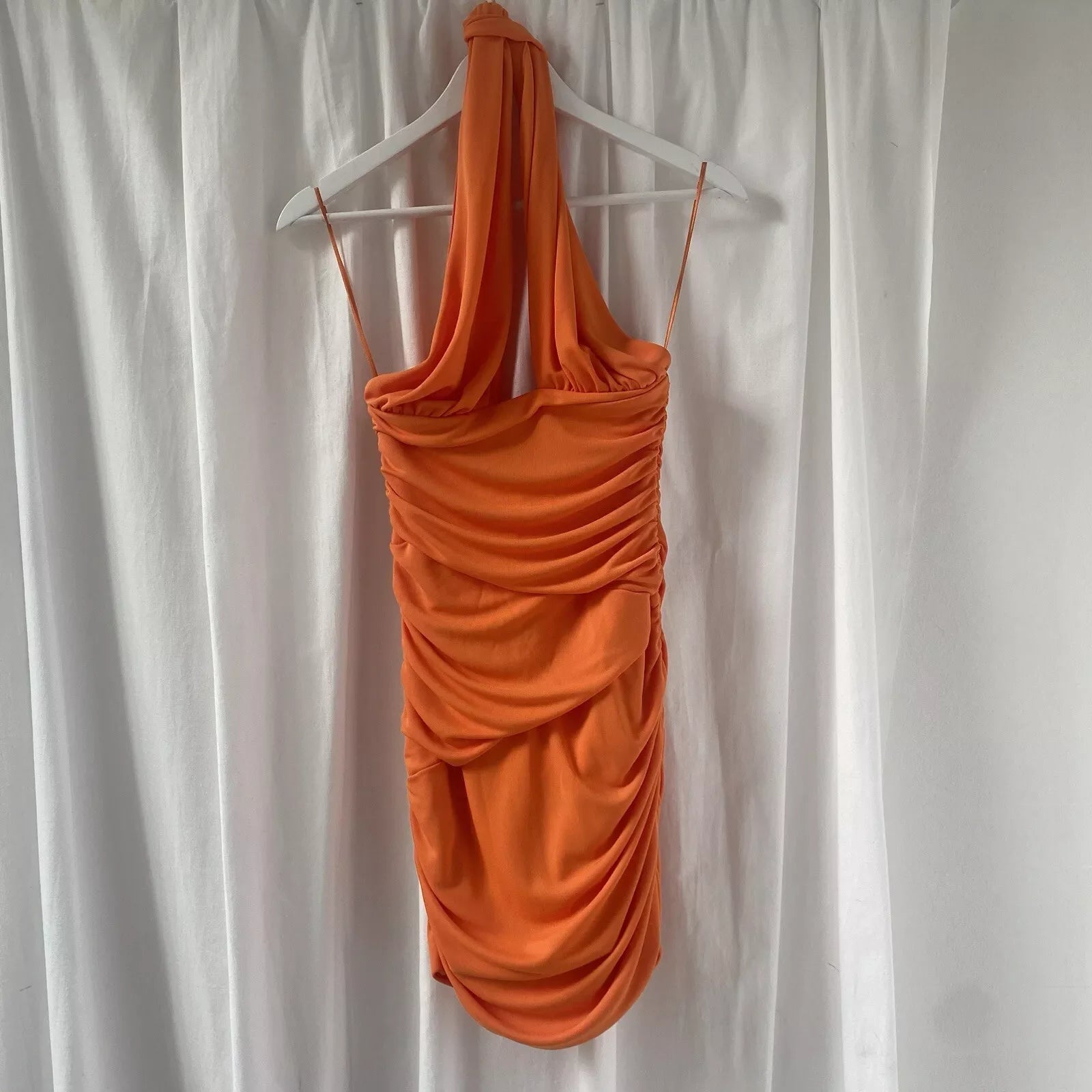 Beautiful Orange Halter Neck Deep V neck Revealing Backpack Hip 17th Birthday Homecoming Dress
