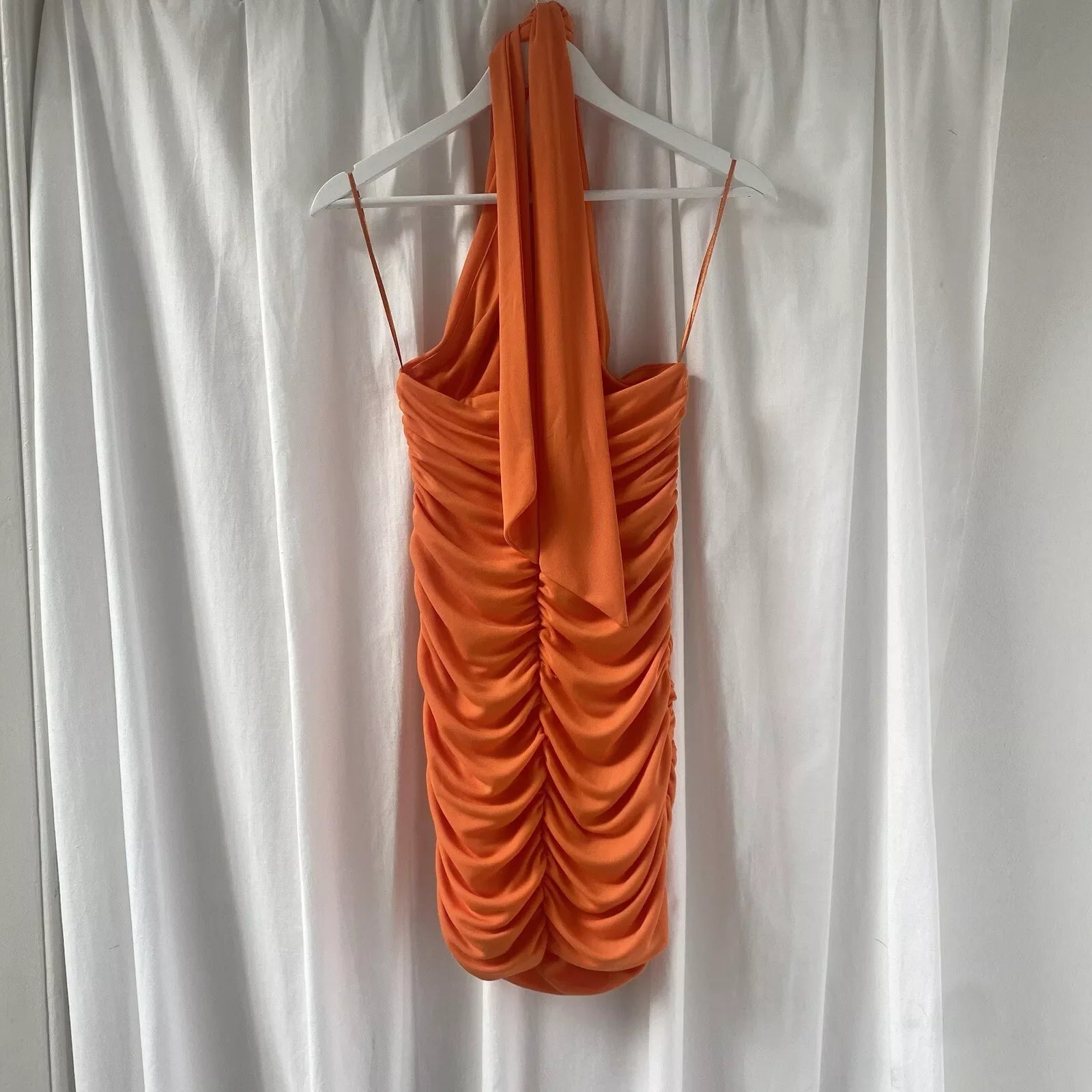 Beautiful Orange Halter Neck Deep V neck Revealing Backpack Hip 17th Birthday Homecoming Dress