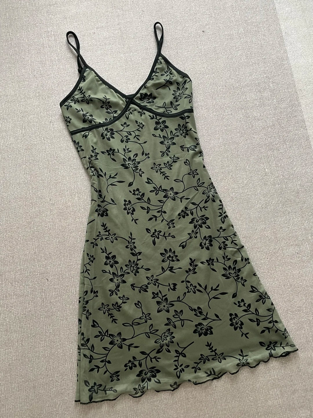 Retro Suspenders Green Floral Mesh Slim Fit 17th Birthday Homecoming Dress