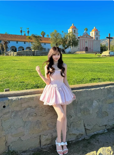Sweet Sling Backless Bow A-line Fluffy Lace Birthday Dress Homecoming Dress