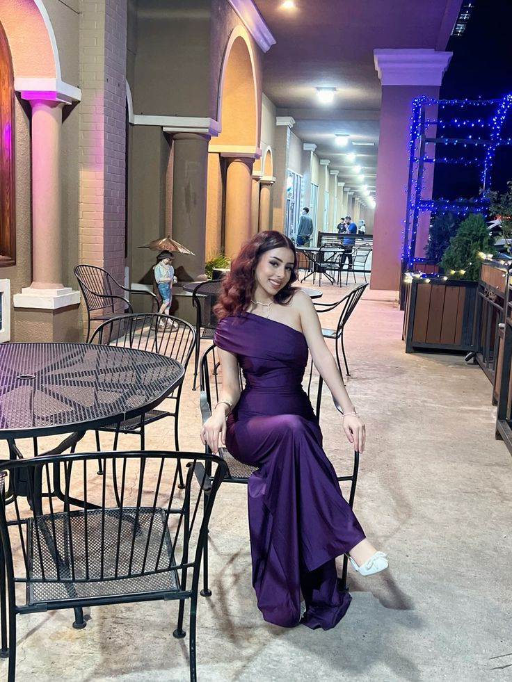 Elegant Deep Purple One-Shoulder Satin Mermaid Long Prom Dress Evening Dress
