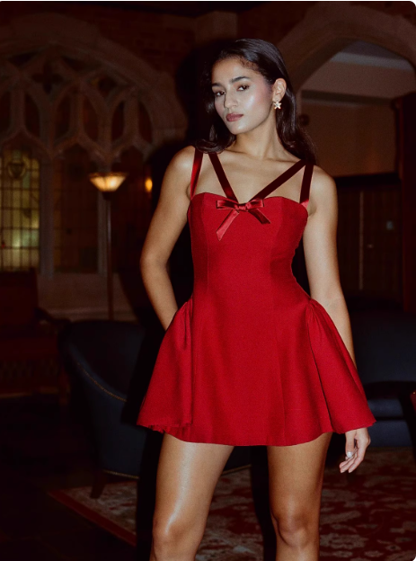 Sweet Bow Strap Red A-line 17th Birthday Short Skirt Homecoming Dress