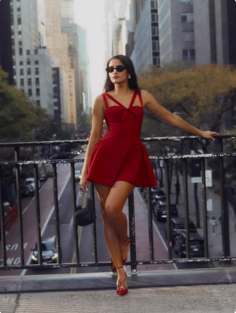 Sweet Bow Strap Red A-line 17th Birthday Short Skirt Homecoming Dress