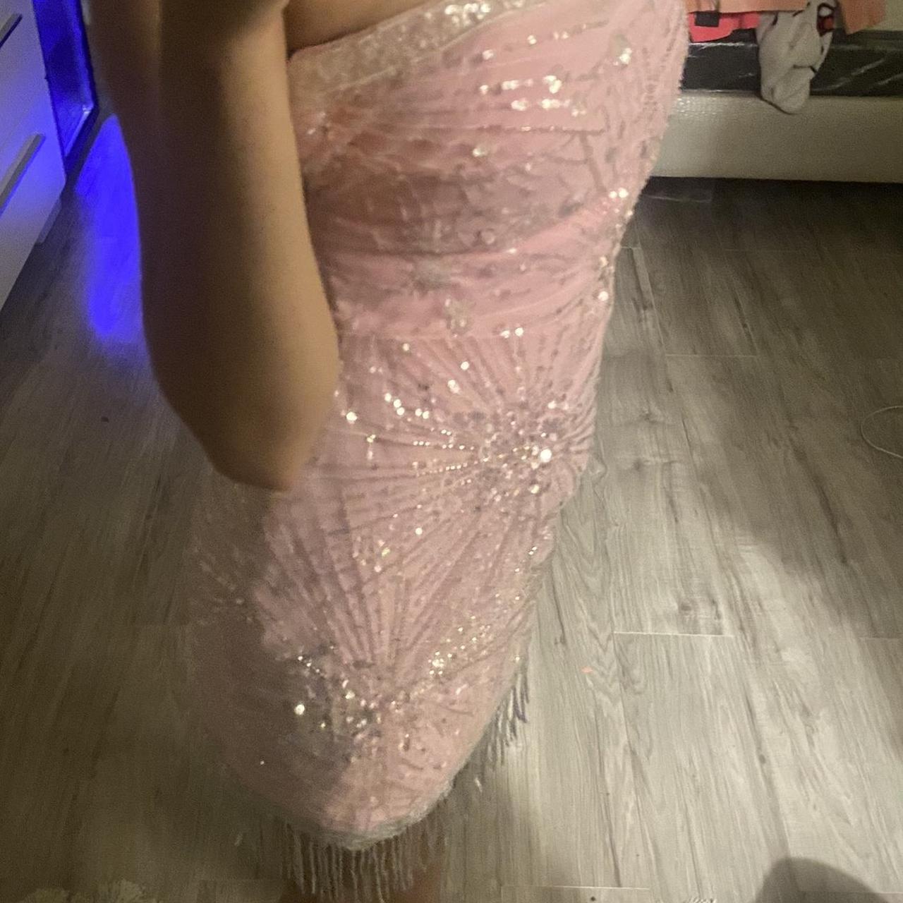 Gorgeous Pink Sequined Beaded Tassel Slim Fit 17th Birthday Homecoming Dress