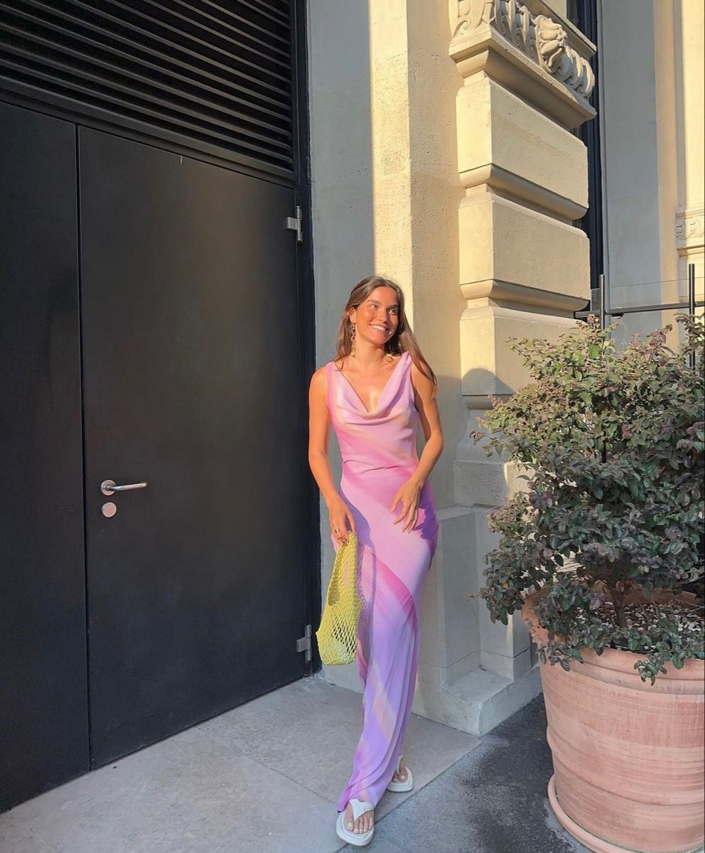 Elegant Purple Swing Collar Fitted Long Satin Prom Dress Evening Dress