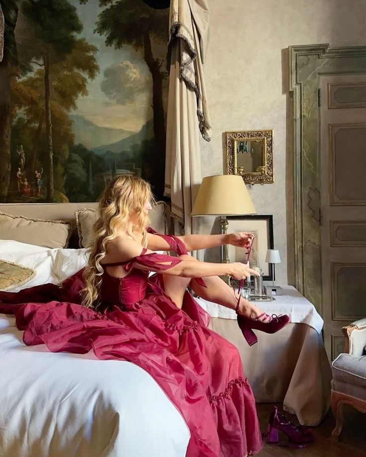 Retro Palace Burgundy A-line Bow Strap Organza Tea-length Prom Dress Evening Dress 17th Birthday Dress