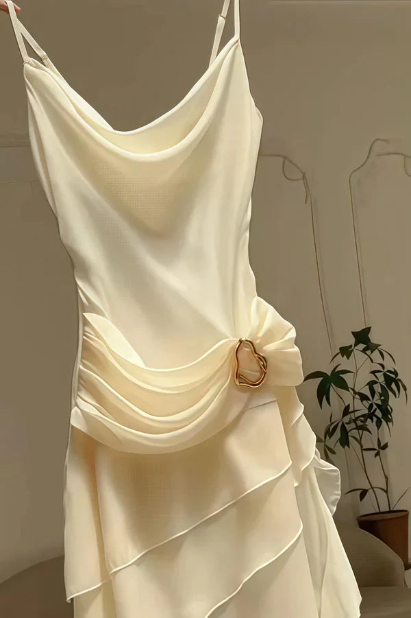 Elegant Chiffon Ivory Strap Irregular Birthday Dress Homecoming Dress