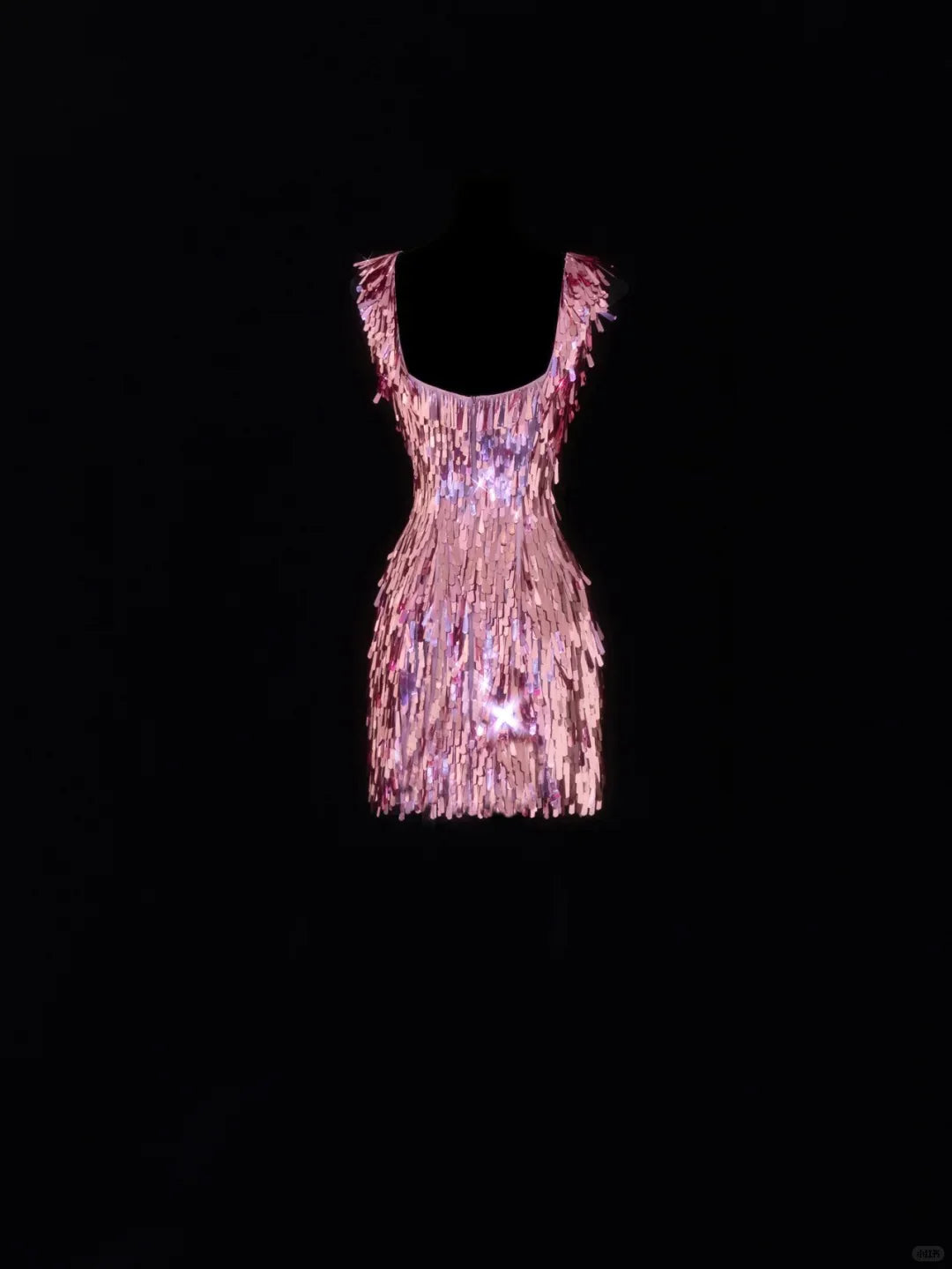 Gorgeous Pink Square Neck Sequin Tassel Slim Birthday Party Homecoming Dress