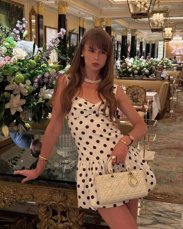 Sweet Polka Dot Sleeveless Flower Bud 16th Birthday Homecoming Dress