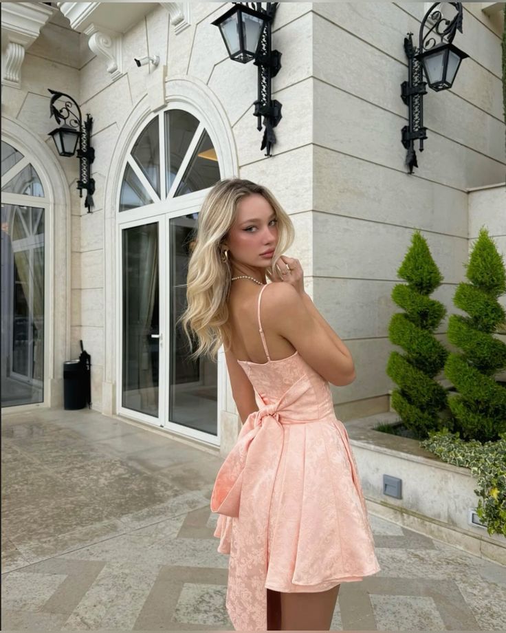Sweet Light Pink Spaghetti Strap Jacquard Satin A-line 16th Birthday Homecoming Dress